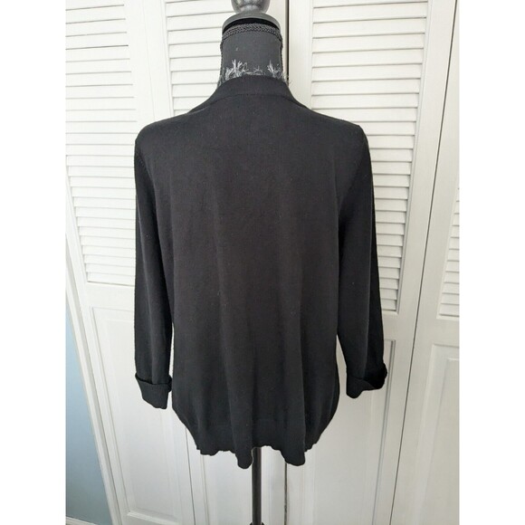 RED Brand Sweater Women's 2X Black V Neck Cardigan 3D Flowers Leopard Chiffon - Picture 9 of 13